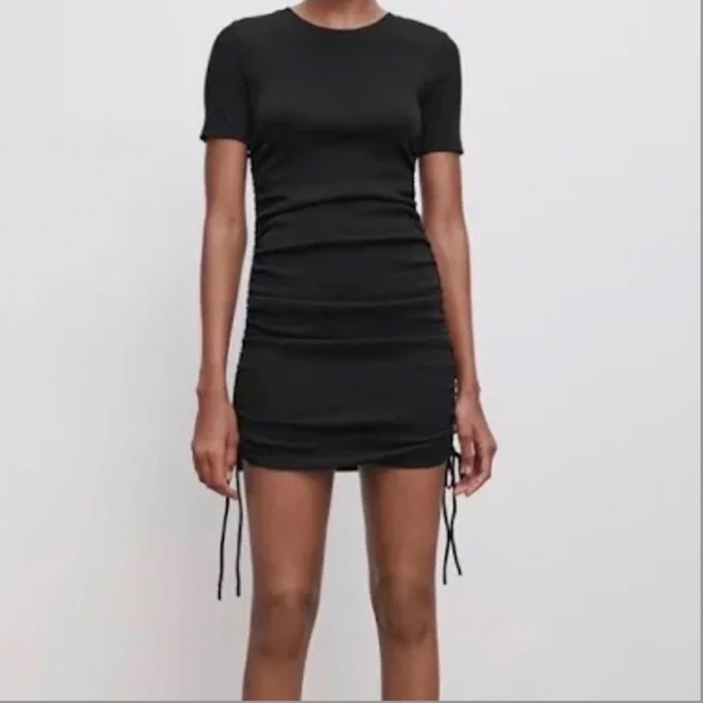 Zara Ruched Dress Black